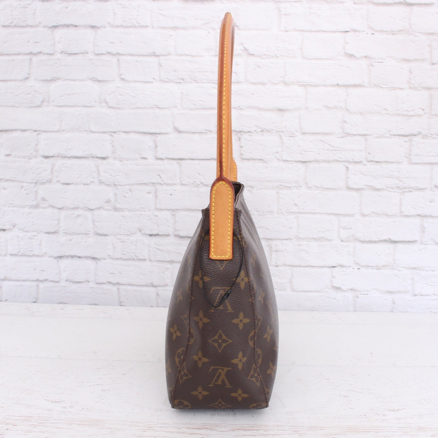 Louis Vuitton Looping MM Shoulder Bag Monogram Purse Tote Leather Handbag A3501
