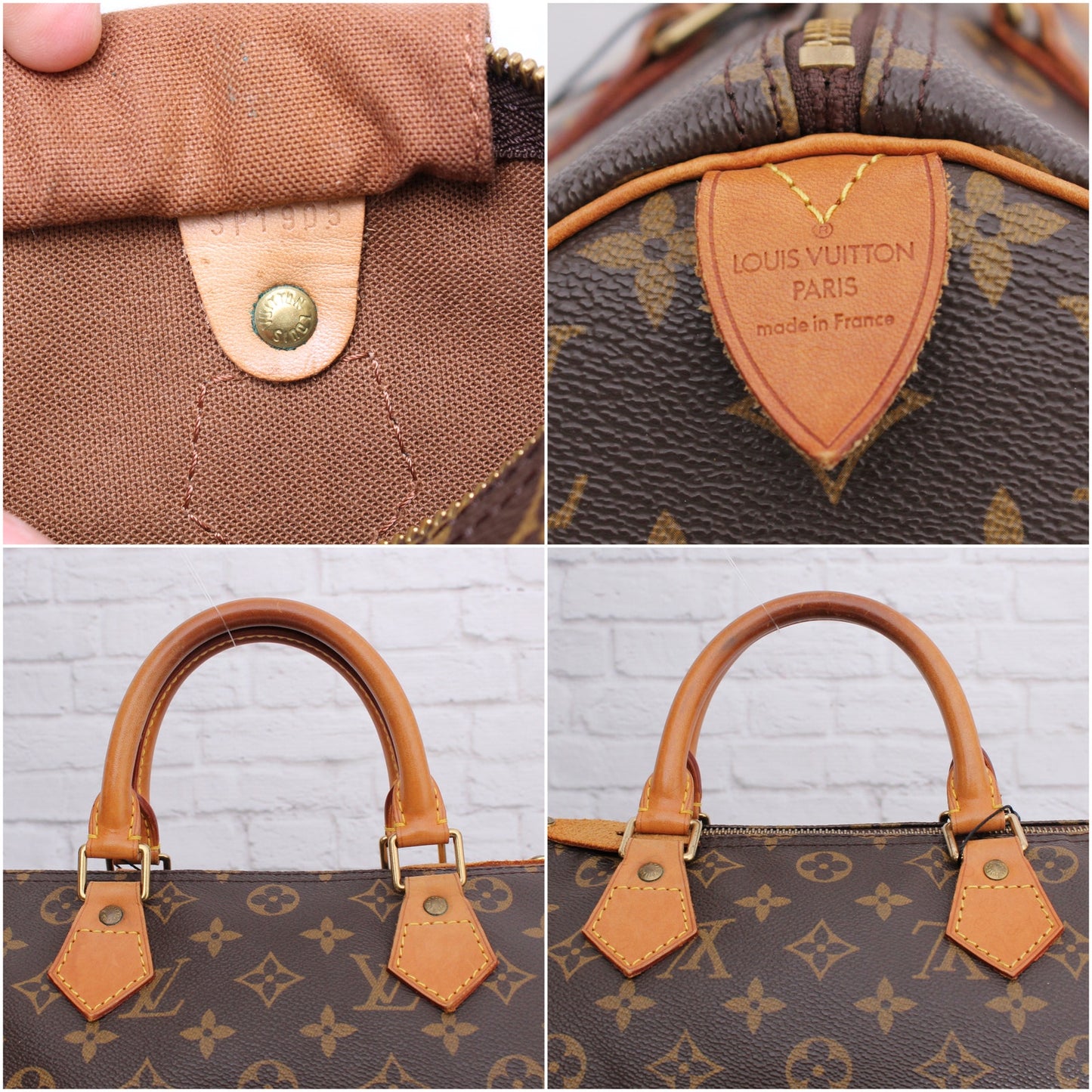 Louis Vuitton Speedy 30 Monogram Satchel Purse Brown Handbag Large Tote A5368
