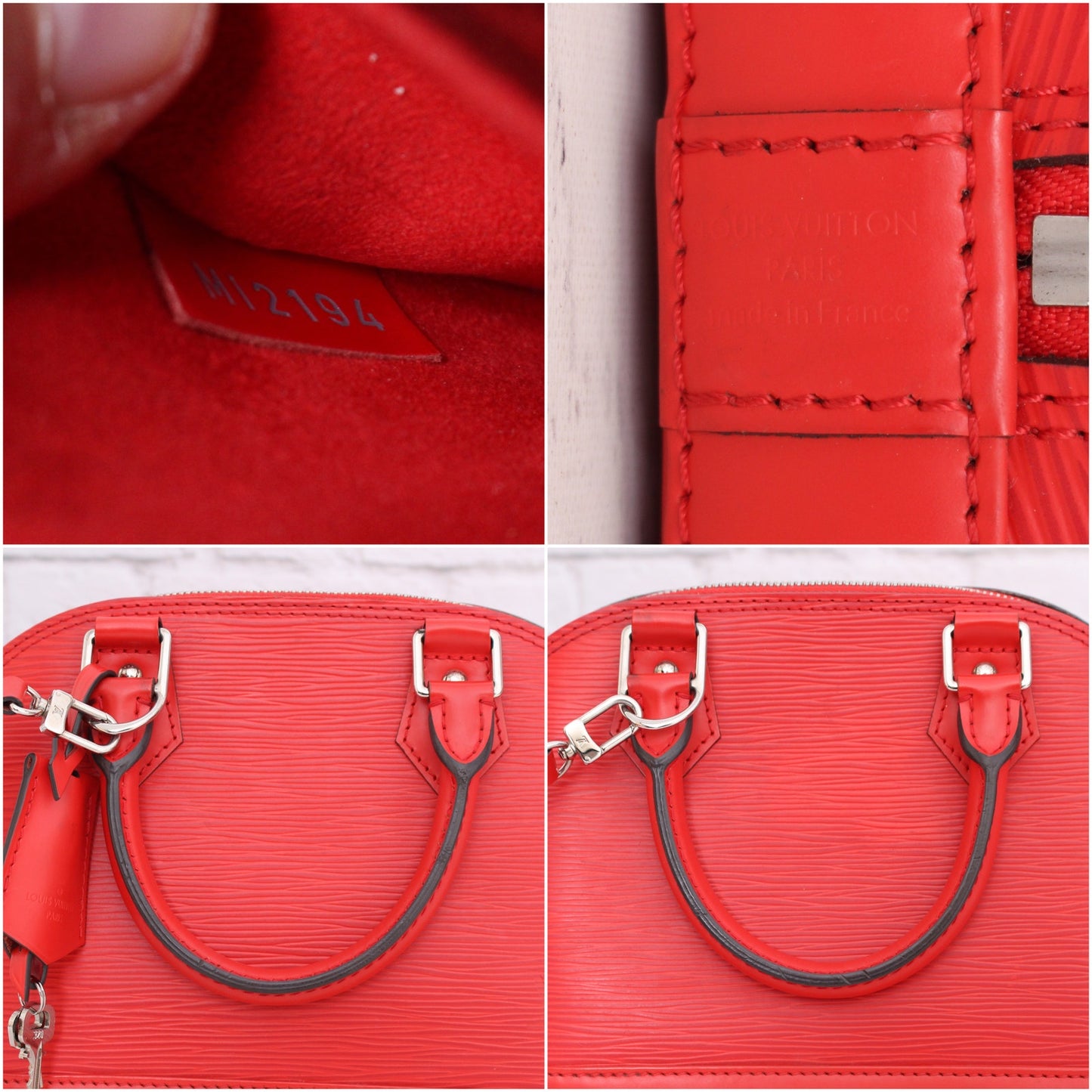 Louis Vuitton Alma BB Red Epi Crossbody Leather Satchel Handbag A2717