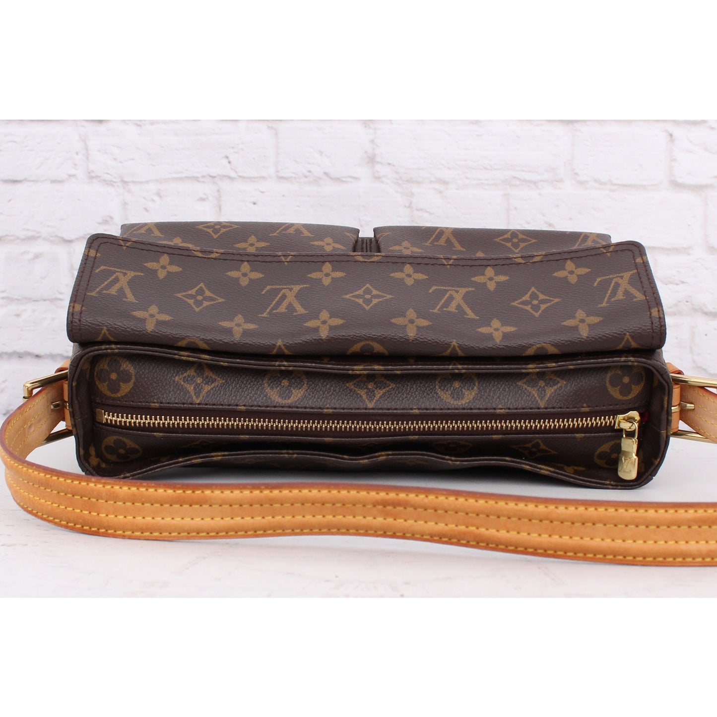 Louis Vuitton Viva Cite MM Monogram Shoulder Bag Tote Brown Handbag Purse A2621