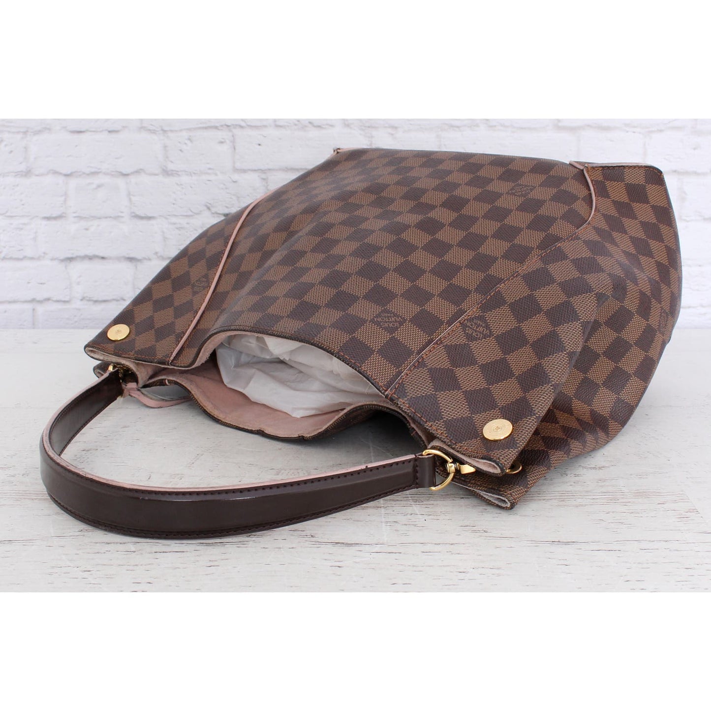 Louis Vuitton Caissa Hobo Damier Ebene Shoulder Bag Tote Large Pink
