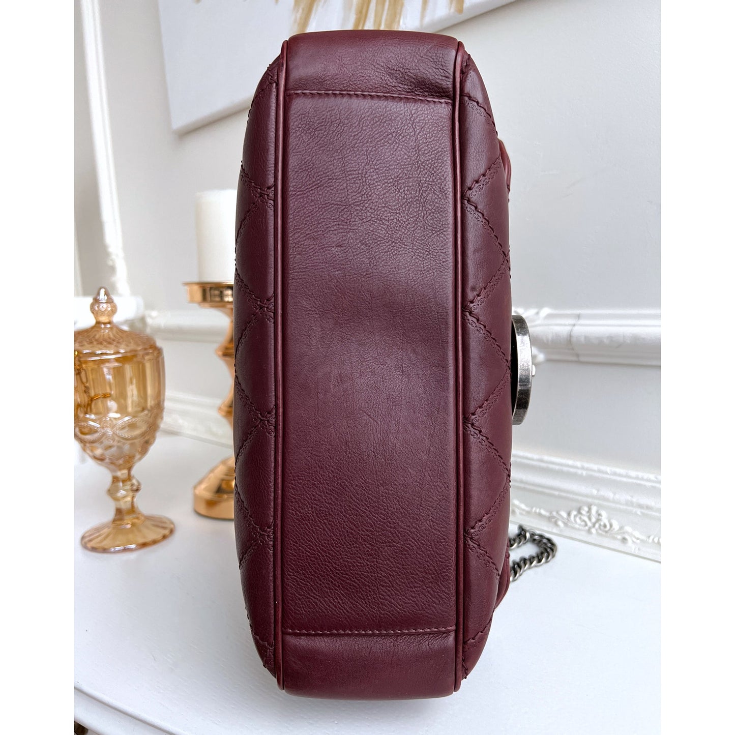Authentic Chanel Flap Cambon 31 Rue Leather Burgundy Maroon Crossbody