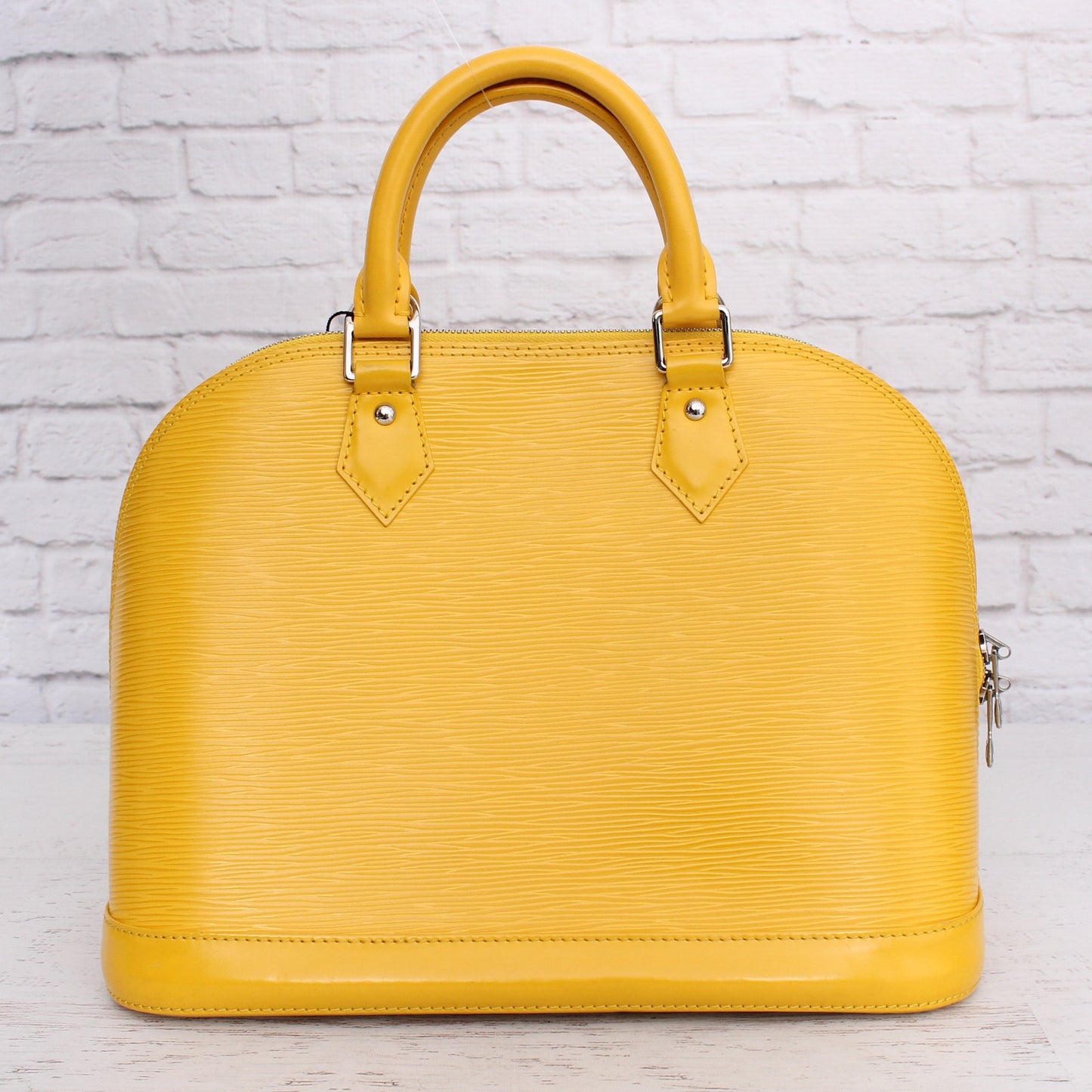Louis Vuitton Alma PM Yellow Epi Satchel Leather Handbag Tote Purse A5470