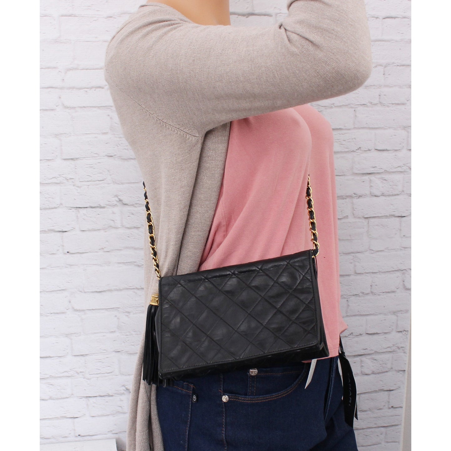 Chanel Full Flap Black Lambskin Leather Shoulder and Crossbody Purse A5107