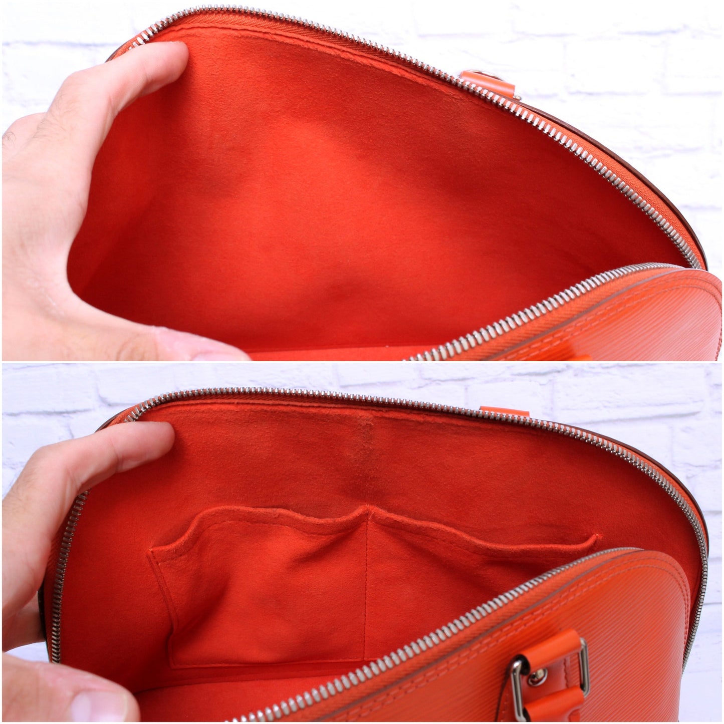 Louis Vuitton Alma PM Orange Epi Satchel Leather Handbag Purse A5390
