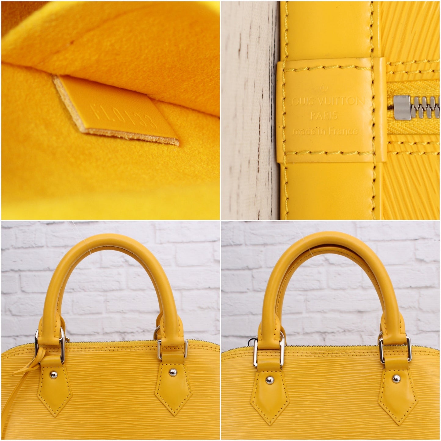 Louis Vuitton Alma PM Yellow Epi Satchel Leather Handbag Tote Purse A5470