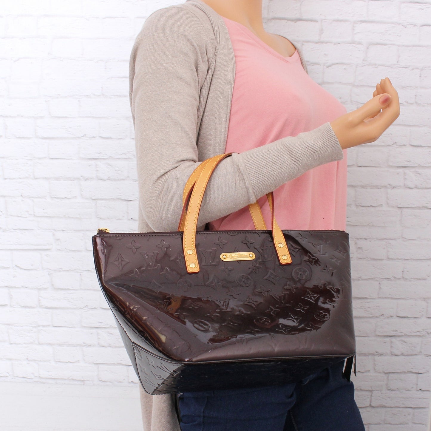 Louis Vuitton Bellevue PM Amarante Vernis Satchel Shoulder Tote Purse A5102