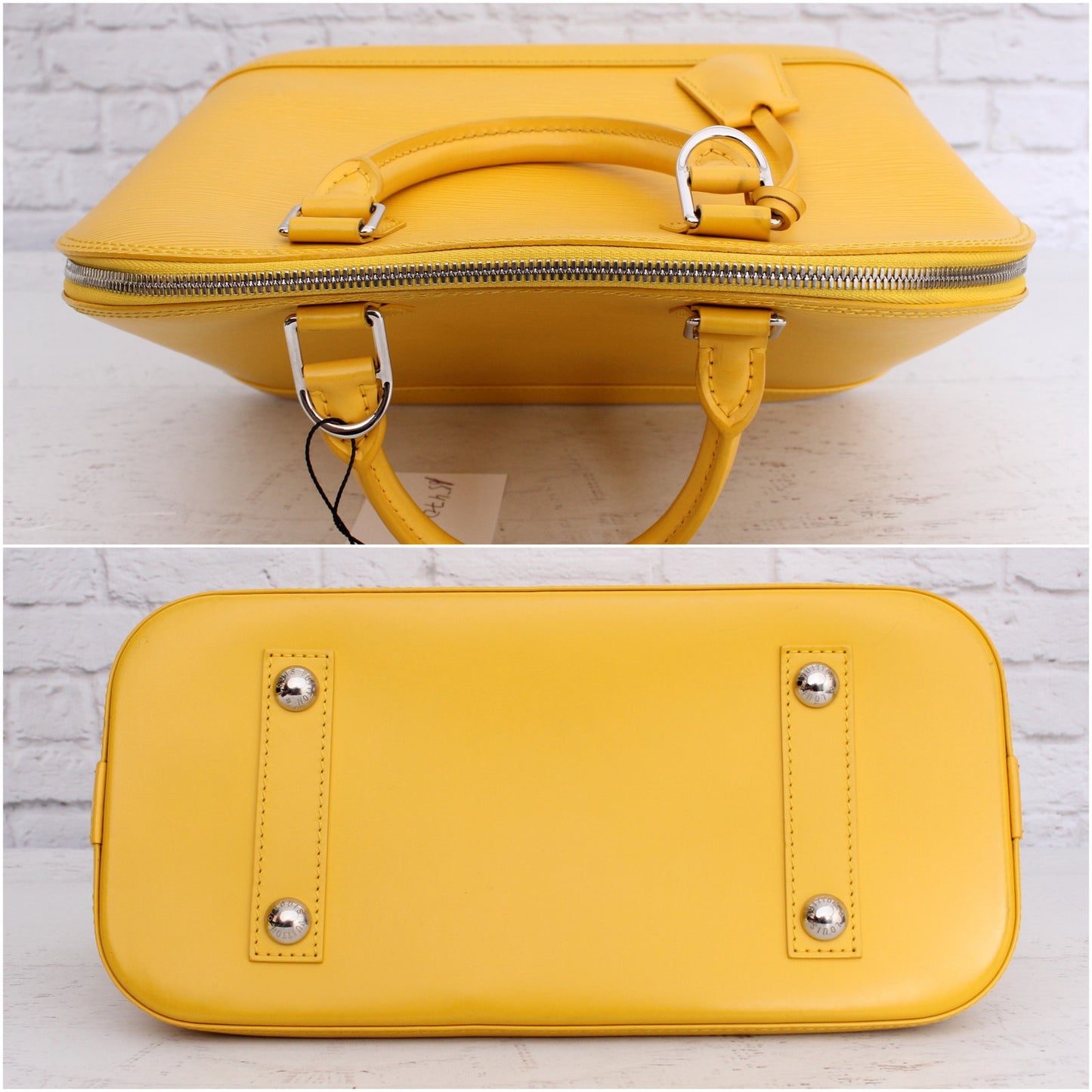 Louis Vuitton Alma PM Yellow Epi Satchel Leather Handbag Tote Purse A5470