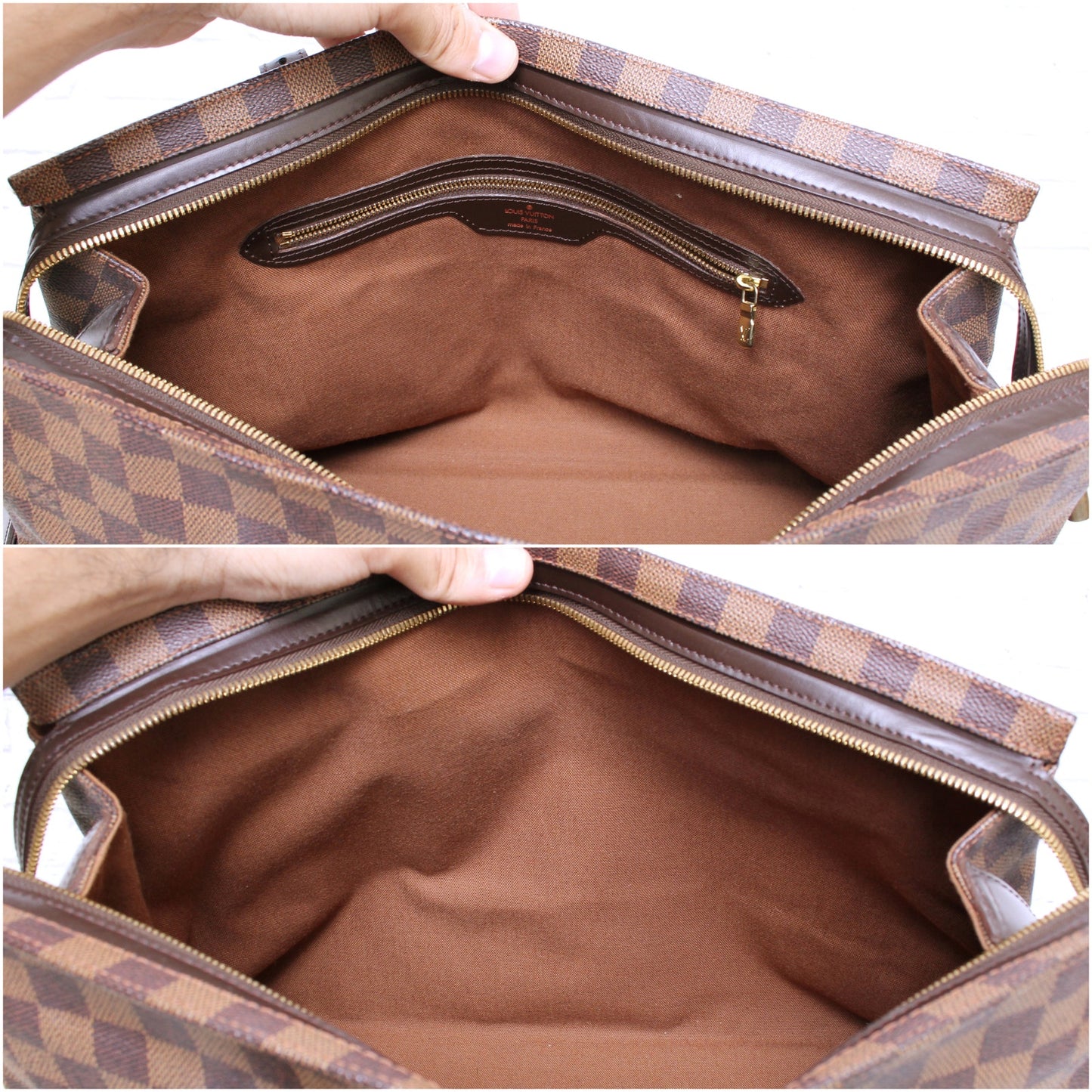 Louis Vuitton Chelsea Damier Ebene Shoulder Tote Purse Brown Large A5056