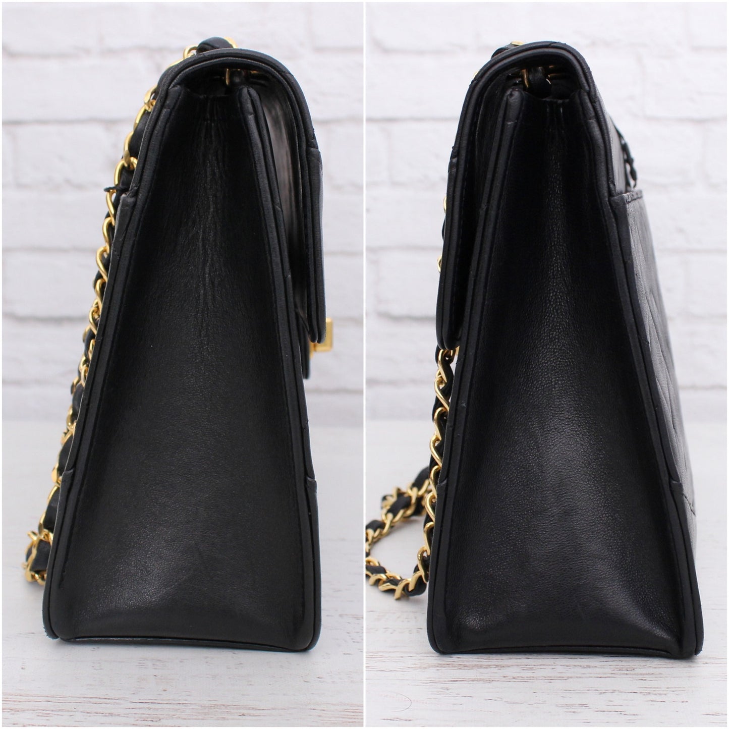 Chanel Mademoiselle Trapezoid Black Lambskin Flap Shoulder Crossbody Bag A5044