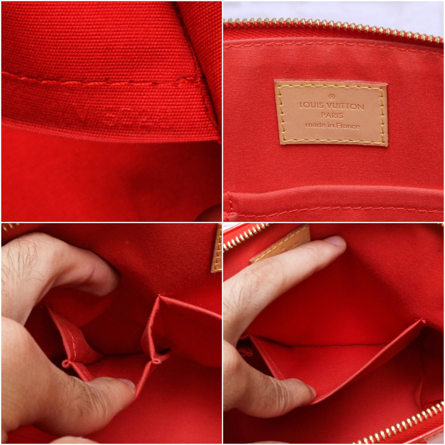 Louis Vuitton Bellevue PM Red Vernis Satchel Shoulder Tote Purse A4801