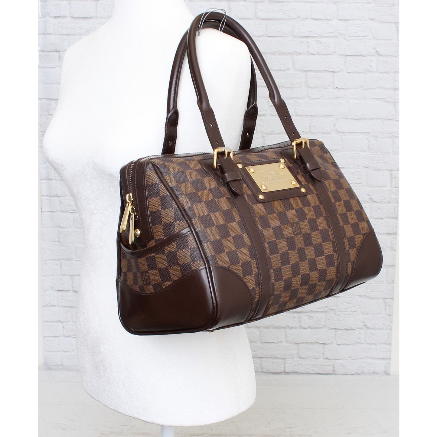 Louis Vuitton Berkeley Damier Ebene Tote Shoulder Women Brown Purse LV