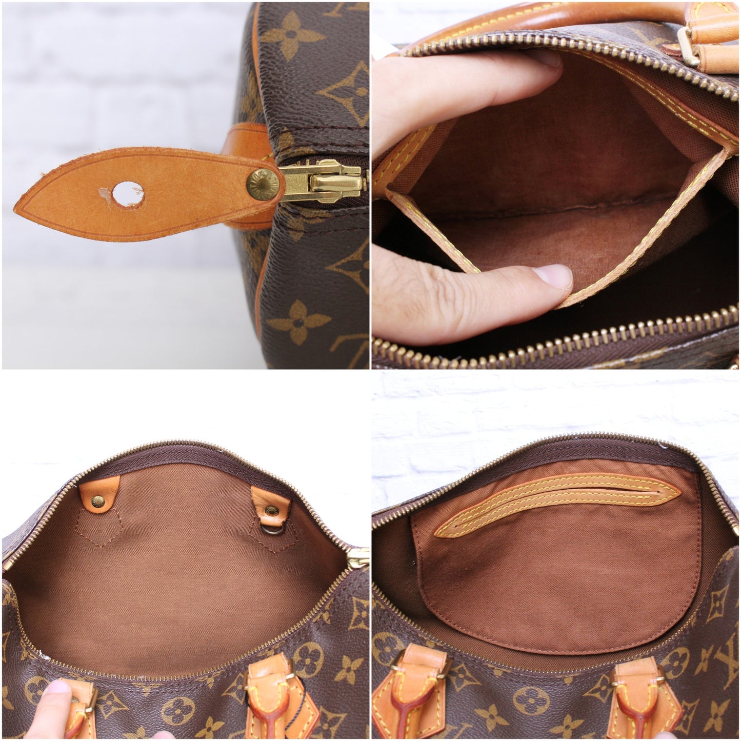Louis Vuitton Speedy 30 Monogram Satchel Purse Brown Handbag Large Tote A5368