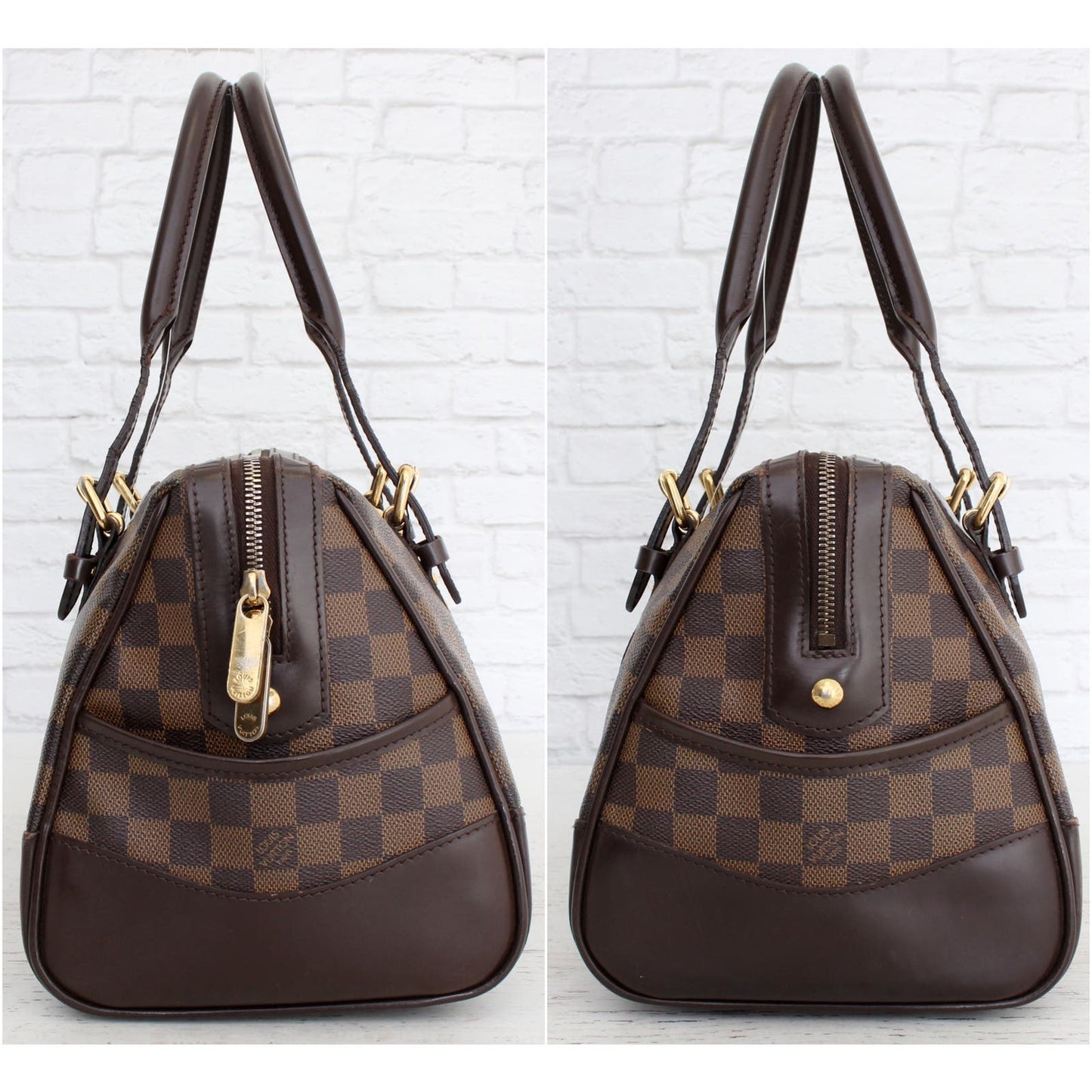 Louis Vuitton Berkeley Damier Ebene Tote Shoulder Women Brown Purse LV