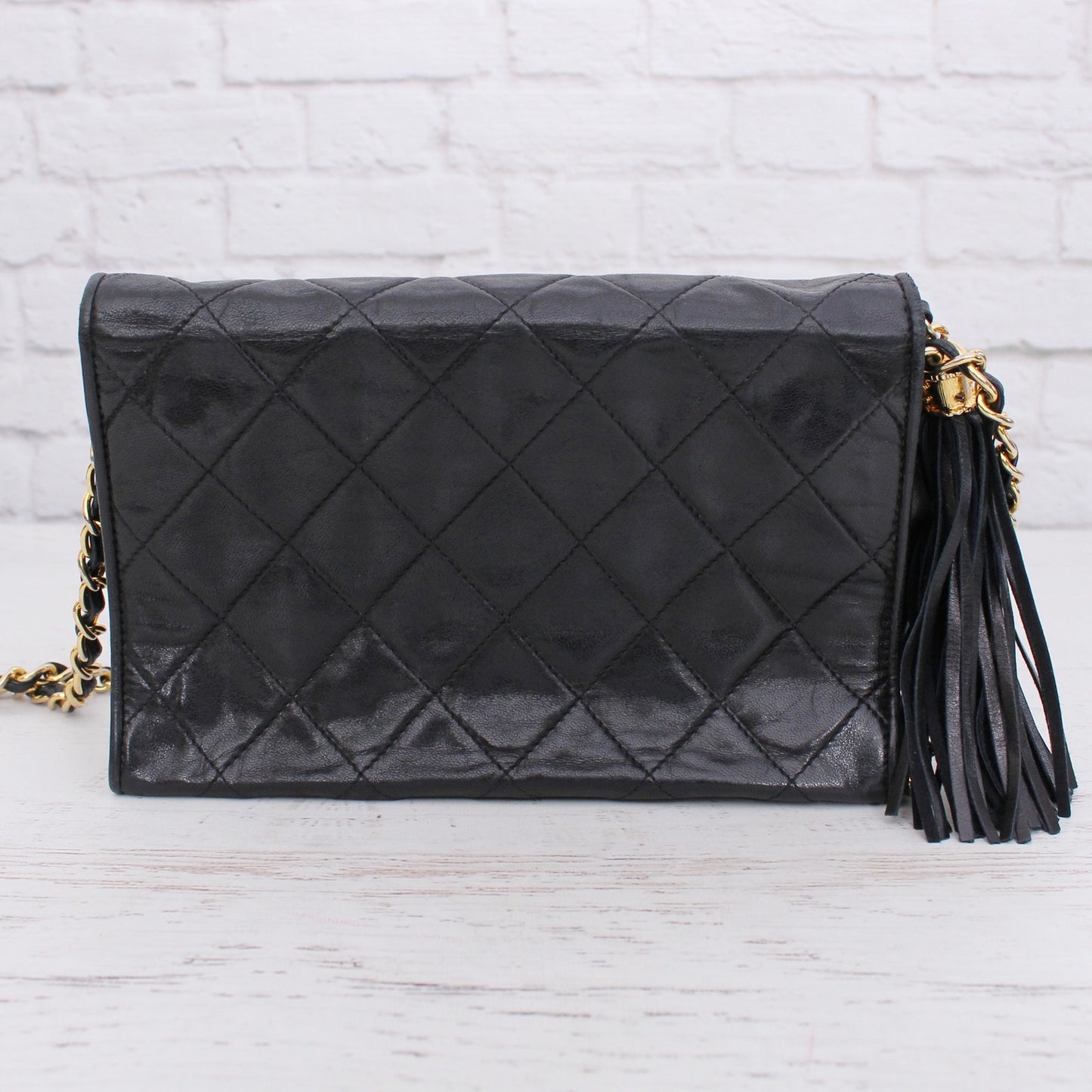 Chanel Full Flap Black Lambskin Leather Shoulder and Crossbody Purse A5107