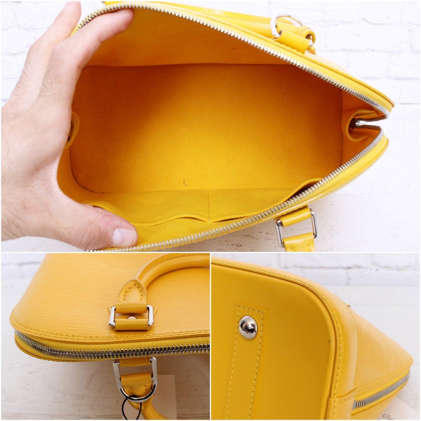 Louis Vuitton Alma PM Yellow Epi Satchel Leather Handbag Tote Purse A5470