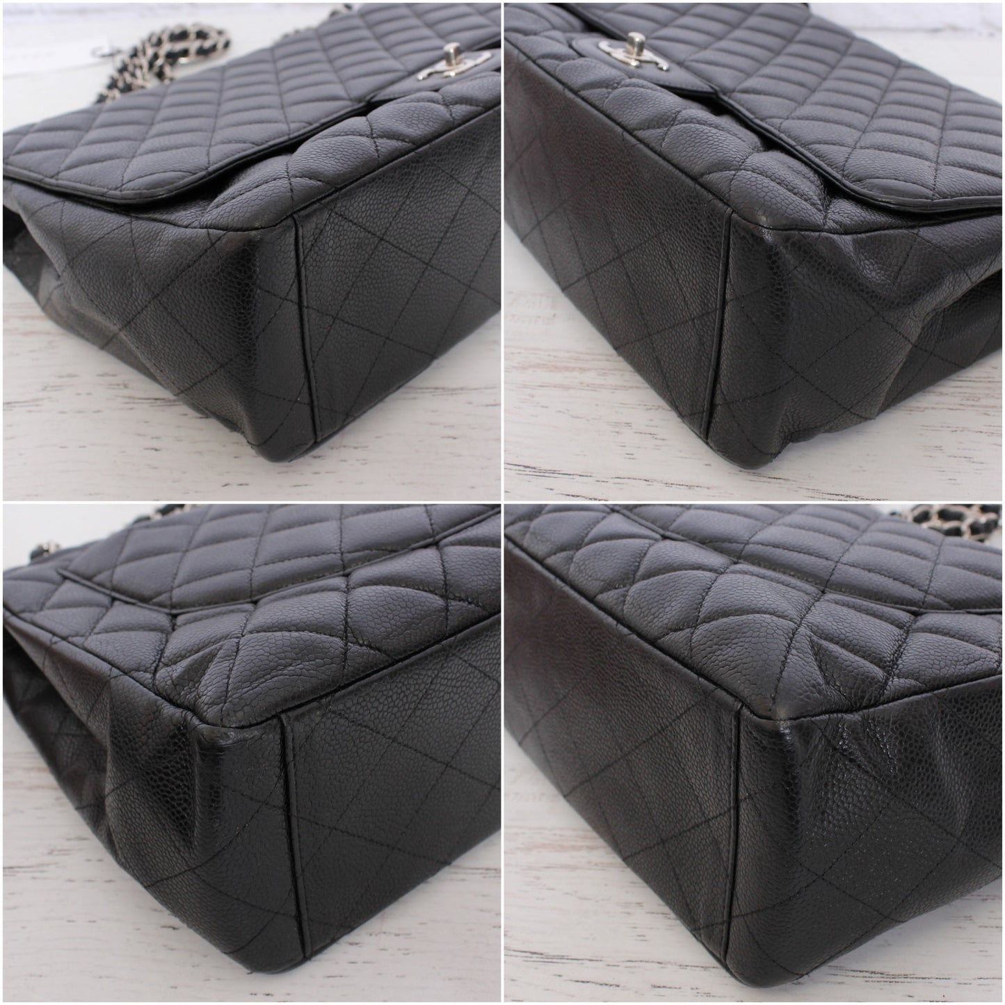 Chanel Jumbo Classic Single Flap Black Caviar Leather Shoulder Crossbody A4760