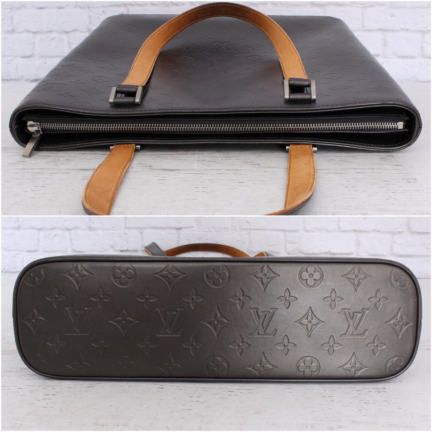 Louis Vuitton Wildwood Gray Vernis Tote Shoulder Purse Monogram Large