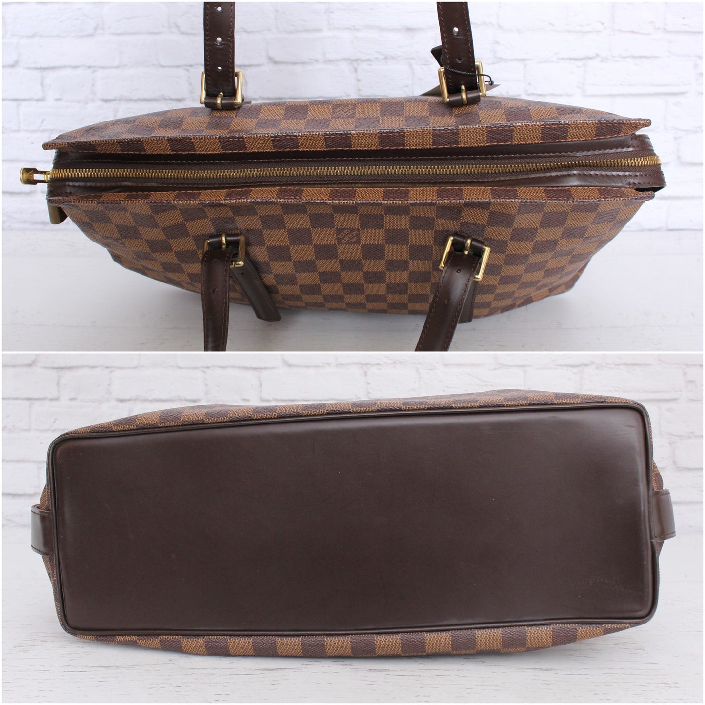 Louis Vuitton Chelsea Damier Ebene Shoulder Tote Purse Brown Large A5056