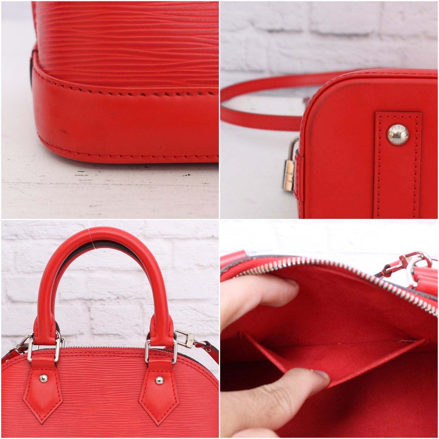 Louis Vuitton Alma BB Red Epi Crossbody Leather Satchel Handbag A2717