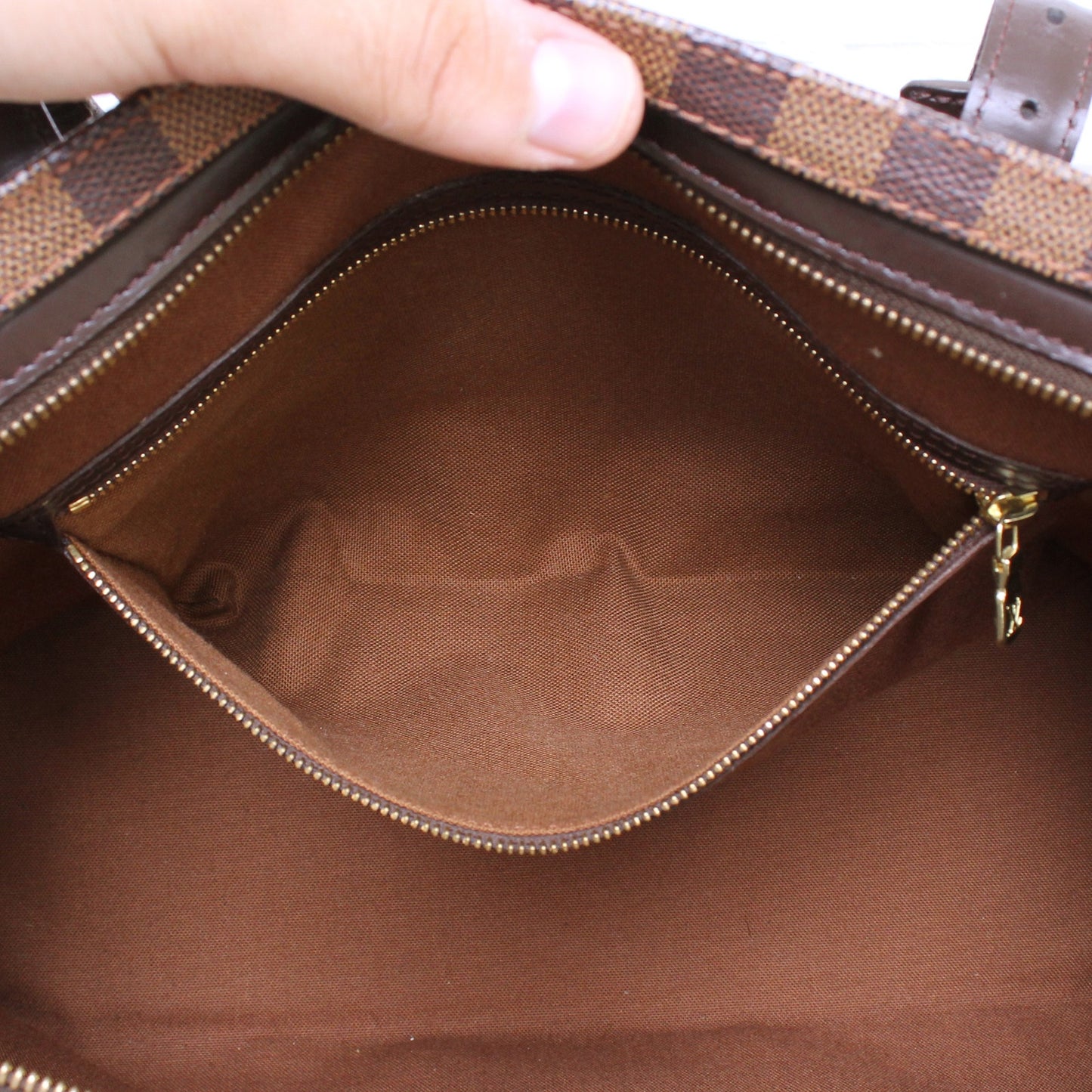 Louis Vuitton Chelsea Damier Ebene Shoulder Tote Purse Brown Large A5056