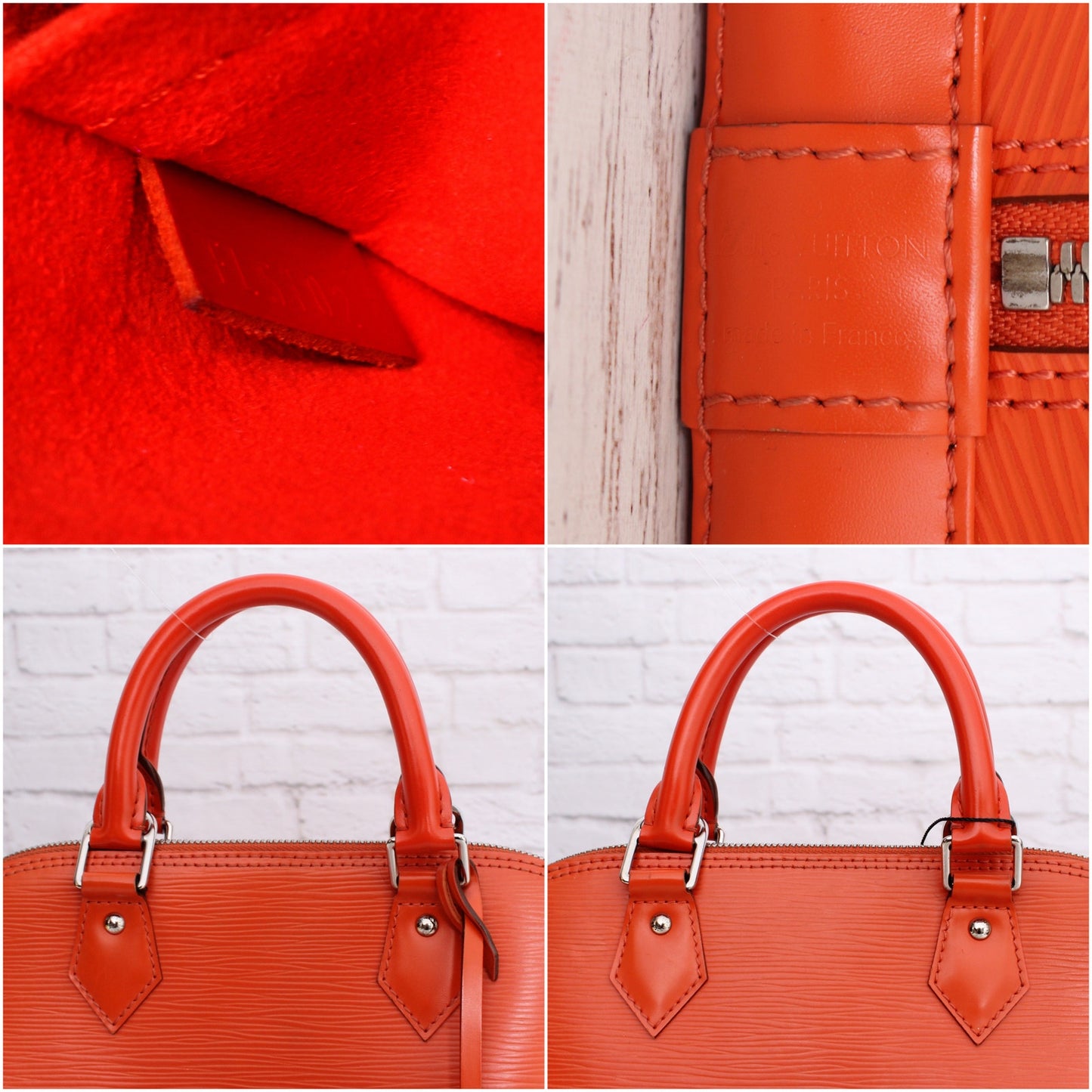 Louis Vuitton Alma PM Orange Epi Satchel Leather Handbag Purse A5390