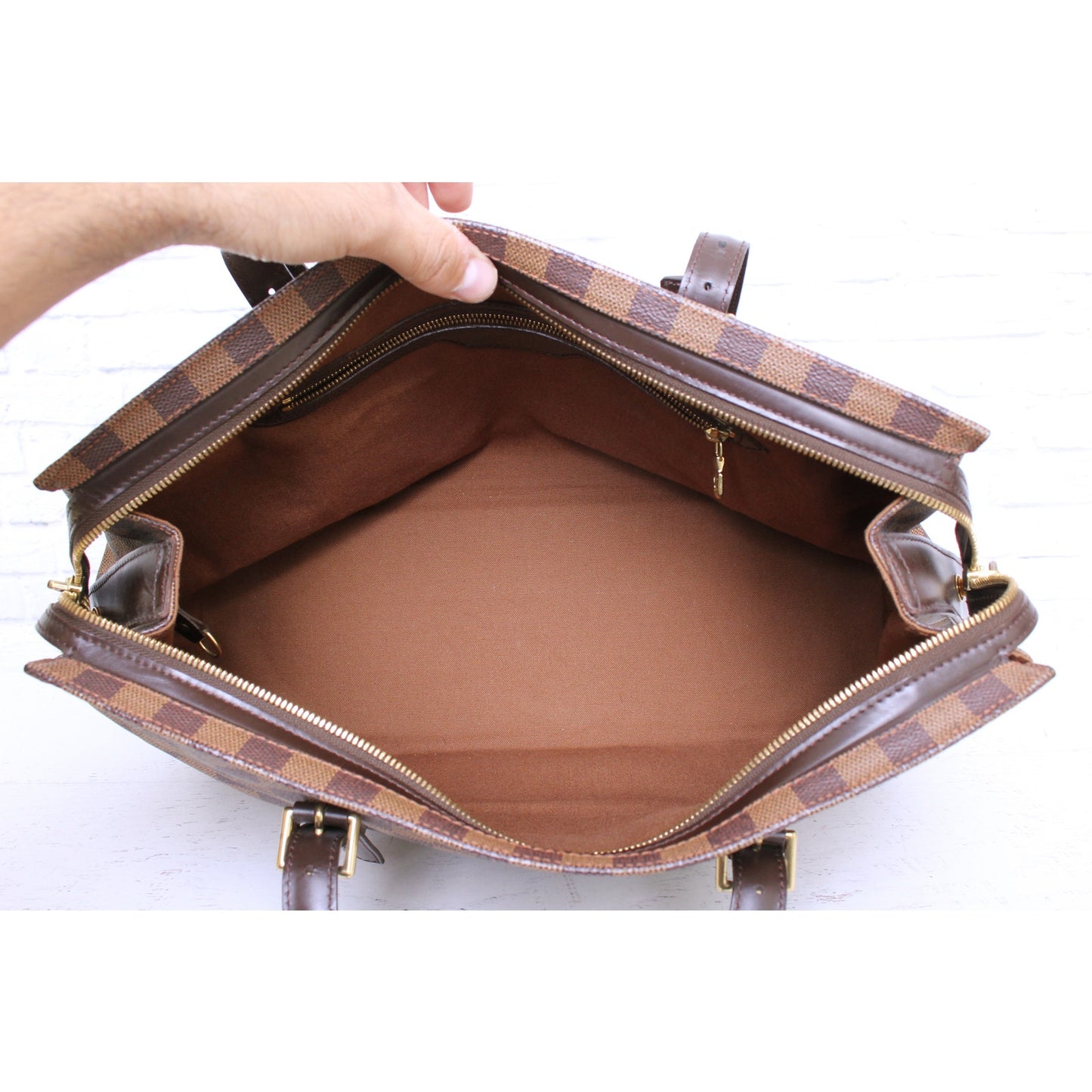 Louis Vuitton Chelsea Damier Ebene Shoulder Tote Purse Brown Large A5056