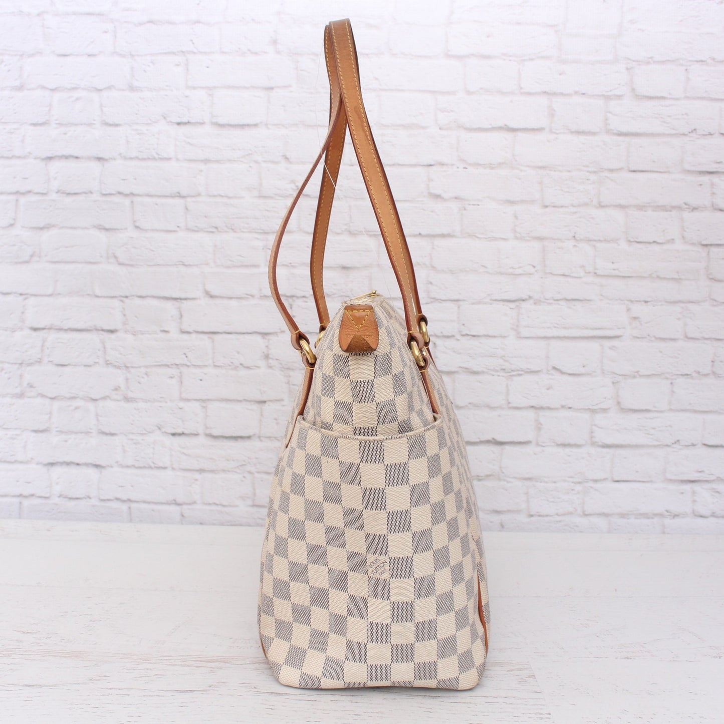 Louis Vuitton Totally MM Damier Azur Tote Shoulder Purse Handbag Leather A2538