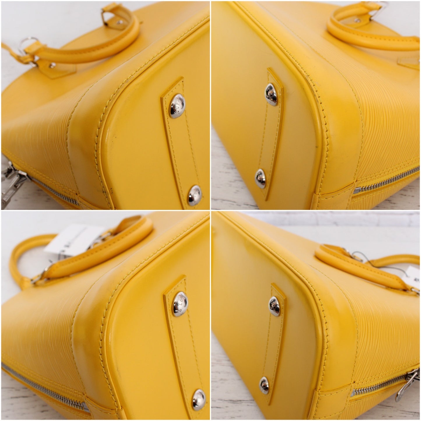 Louis Vuitton Alma PM Yellow Epi Satchel Leather Handbag Tote Purse A5470