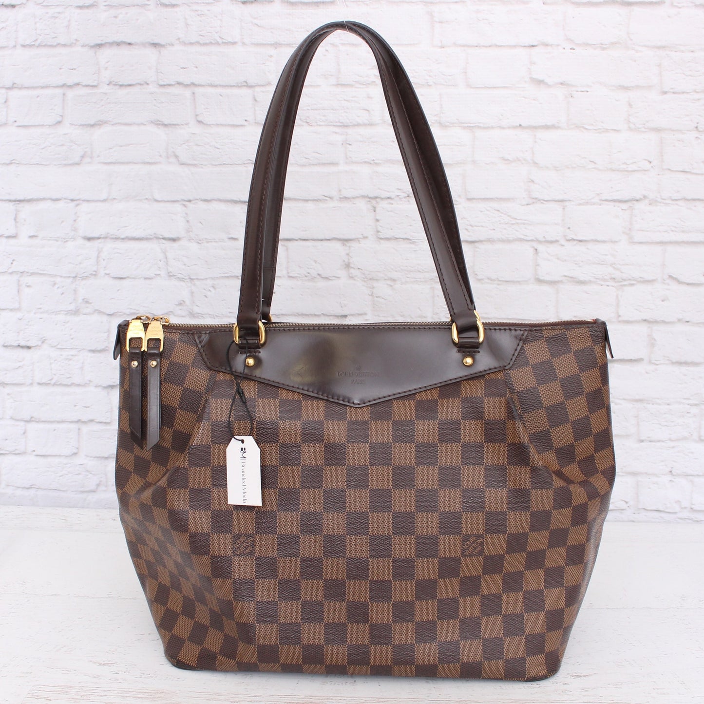 Louis Vuitton Westminster PM Damier Ebene Tote Brown Shoulder Handbag A3451