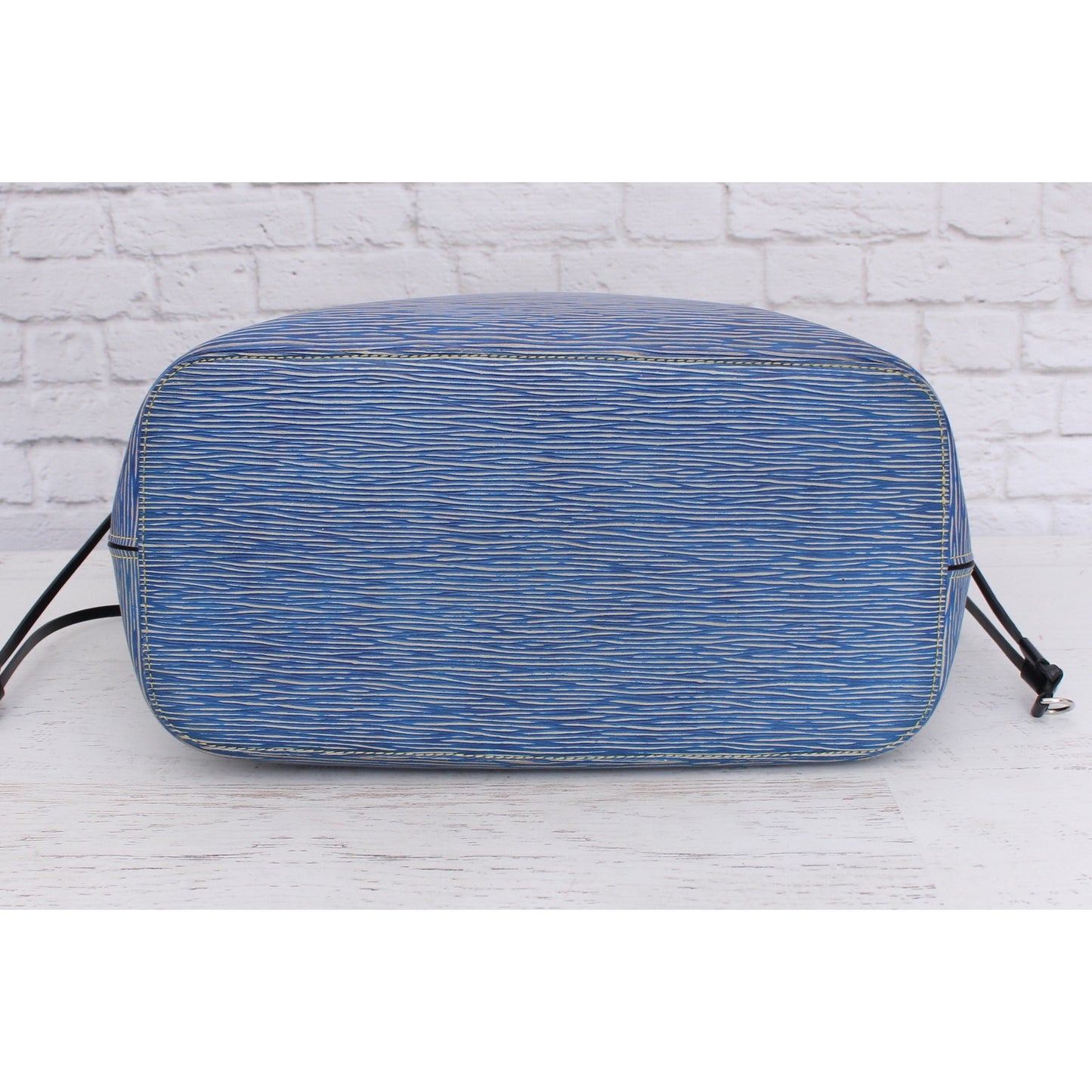 Louis Vuitton Neverfull MM Denim Epi Tote Blue Leather Shoulder Handbag A4289
