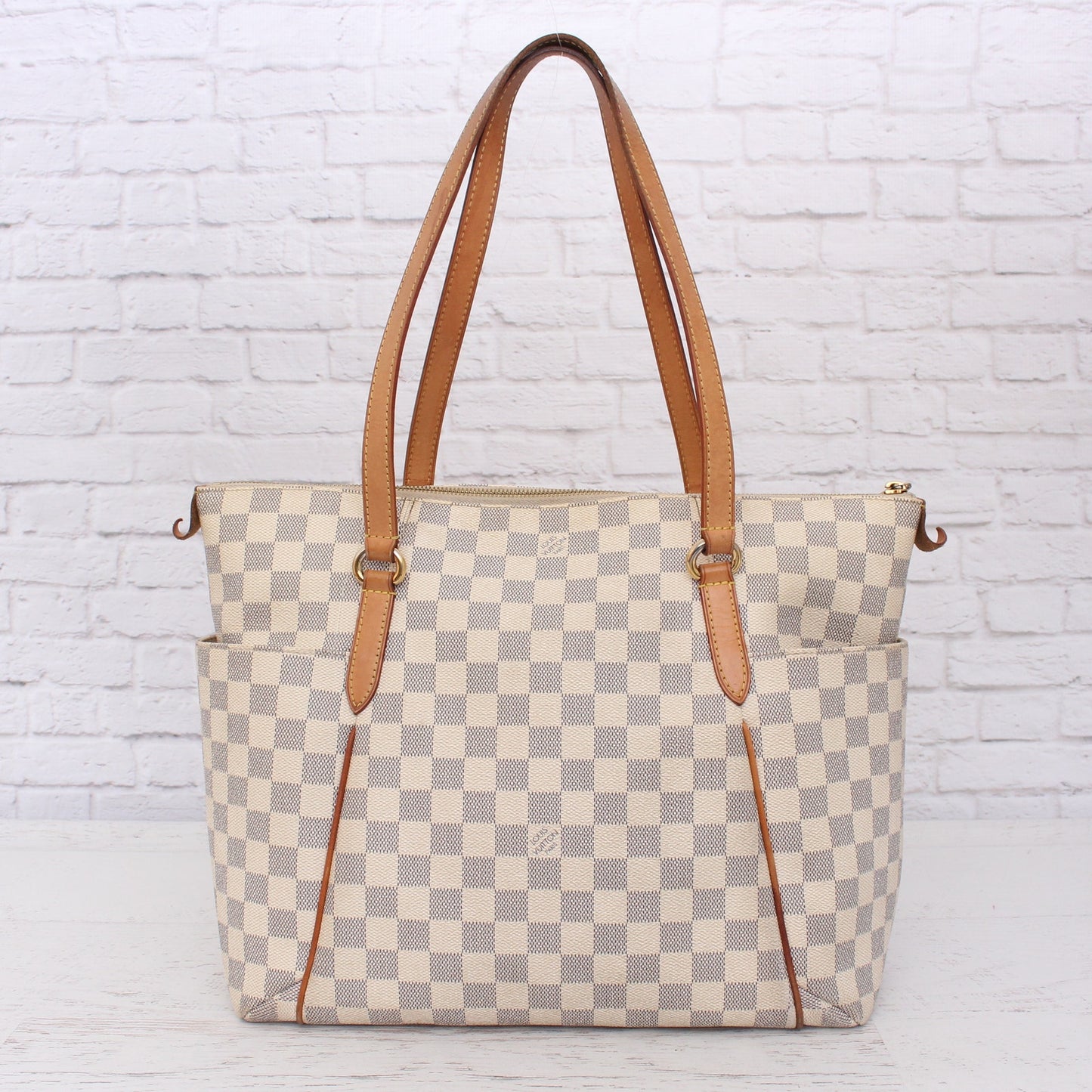 Louis Vuitton Totally MM Damier Azur Tote Shoulder Purse Handbag Leather A2538