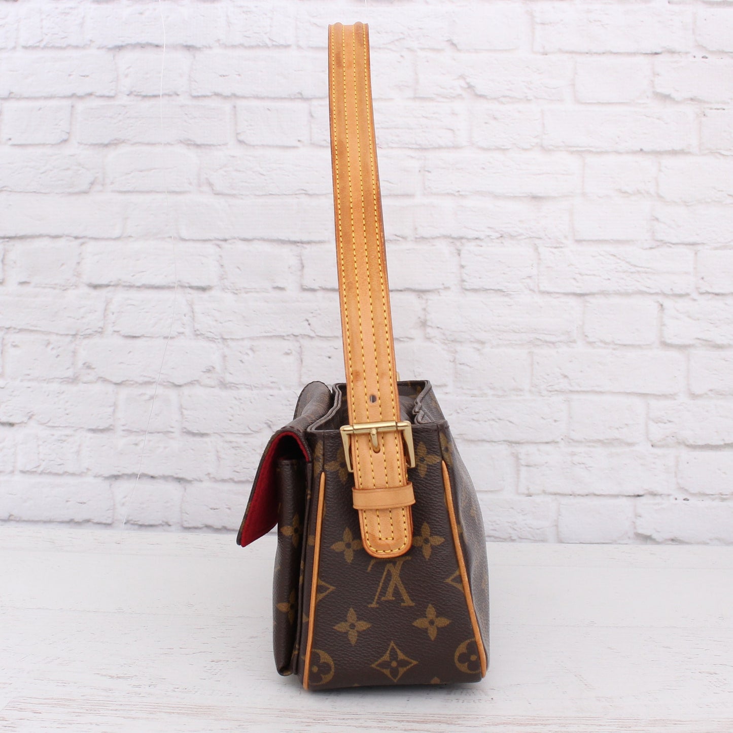 Louis Vuitton Viva Cite MM Monogram Shoulder Bag Tote Brown Handbag Purse A2621