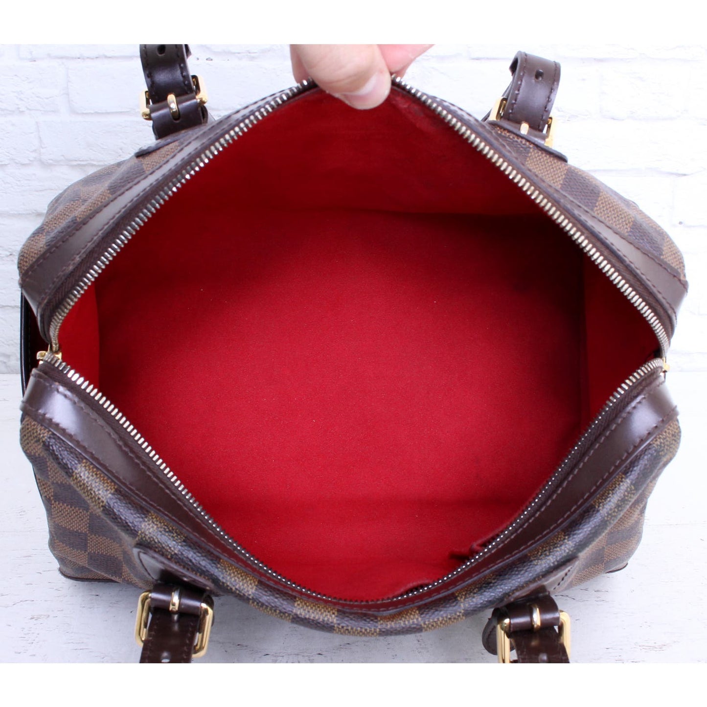 Louis Vuitton Berkeley Damier Ebene Tote Shoulder Women Brown Purse LV