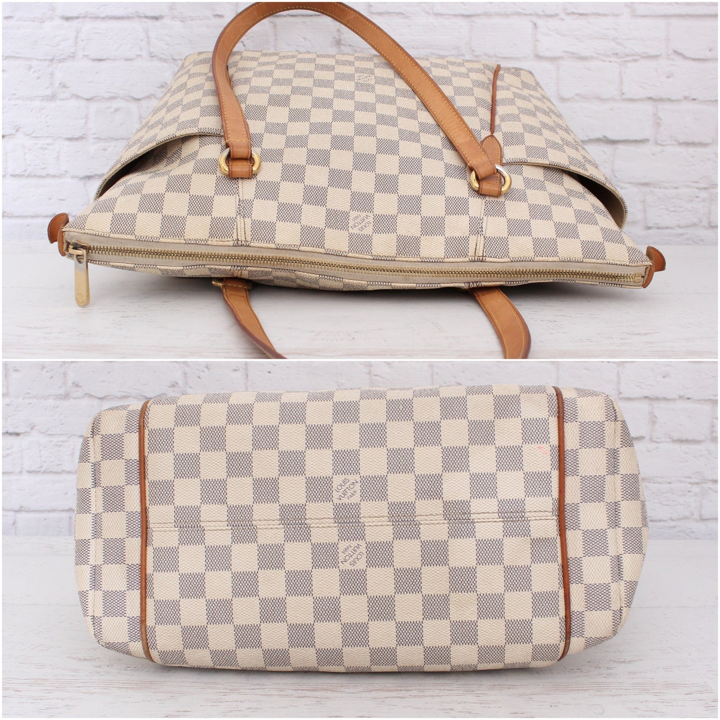 Louis Vuitton Totally MM Damier Azur Tote Shoulder Purse Handbag Leather A2538