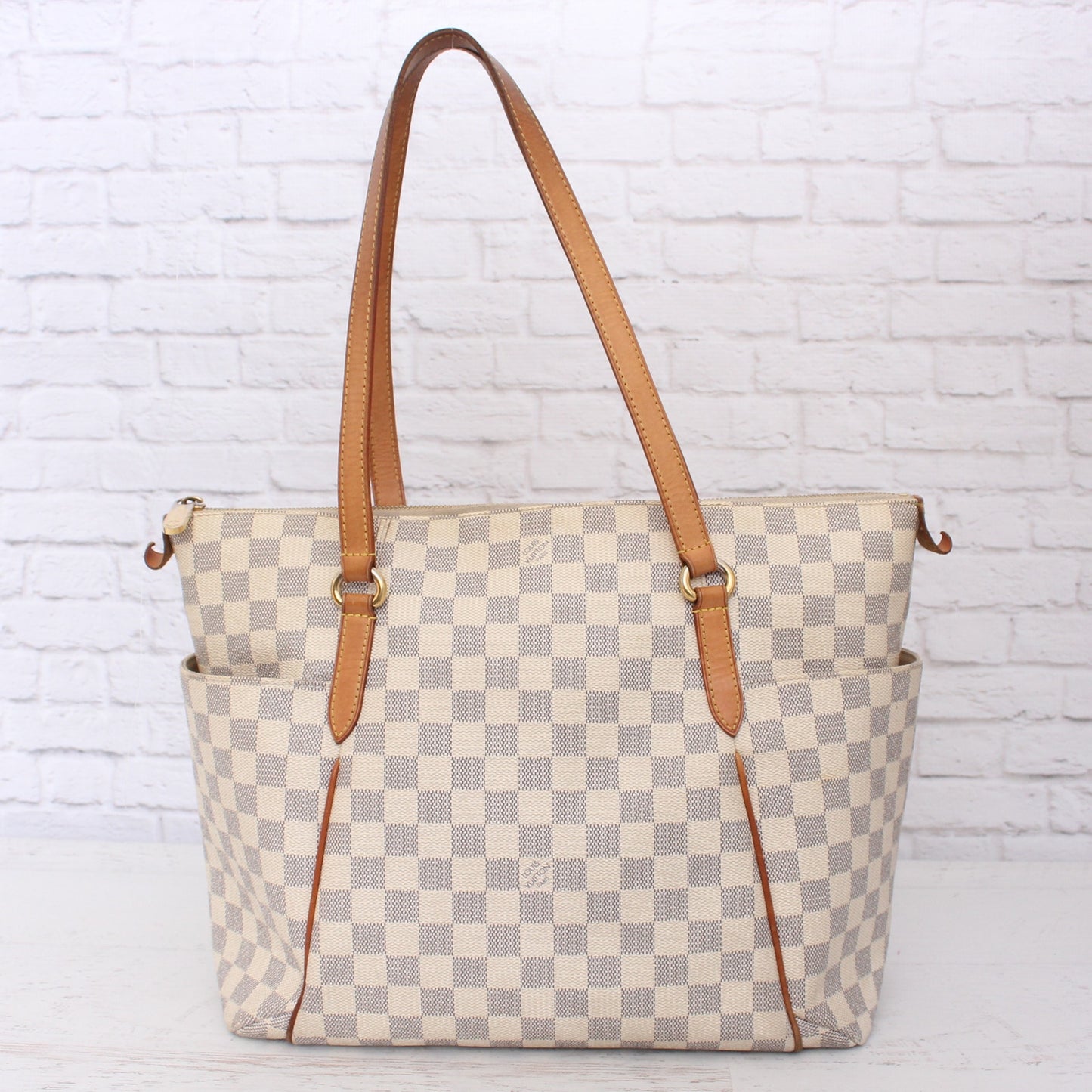 Louis Vuitton Totally MM Damier Azur Tote Shoulder Purse Handbag Leather A2538
