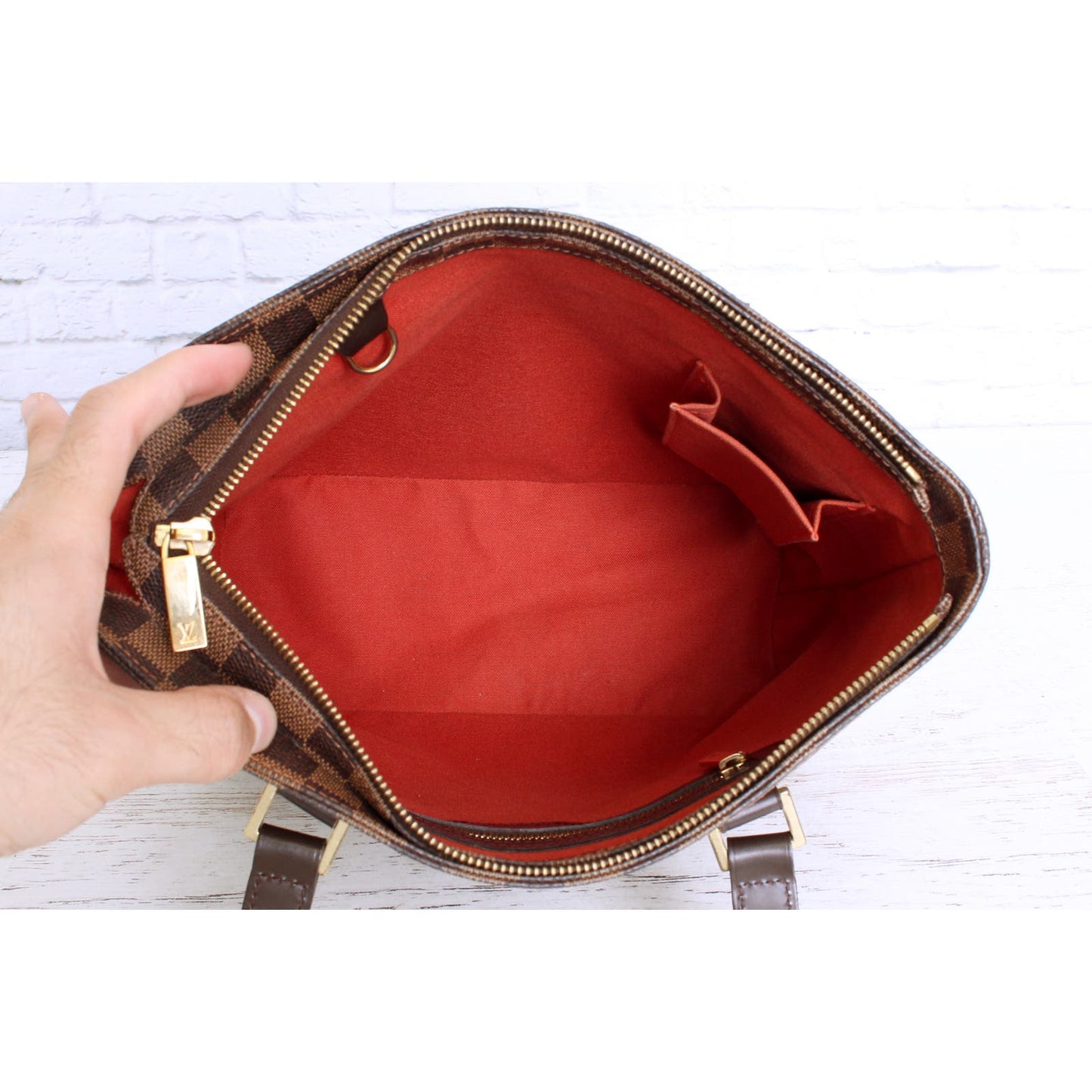 Louis Vuitton Cabas Piano Damier Ebene Tote Shoulder Bag Purse Brown