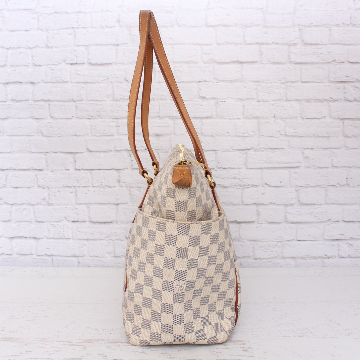 Louis Vuitton Totally MM Damier Azur Tote Shoulder Purse Handbag Leather A2538