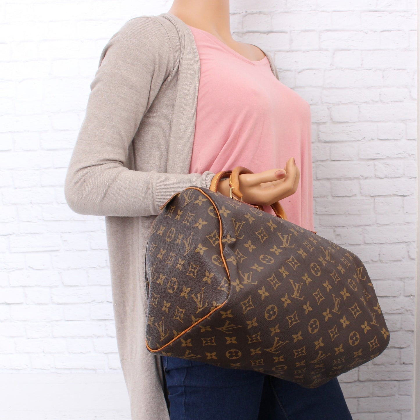 Louis Vuitton Speedy 30 Monogram Satchel Purse Brown Handbag Large Tote A5368
