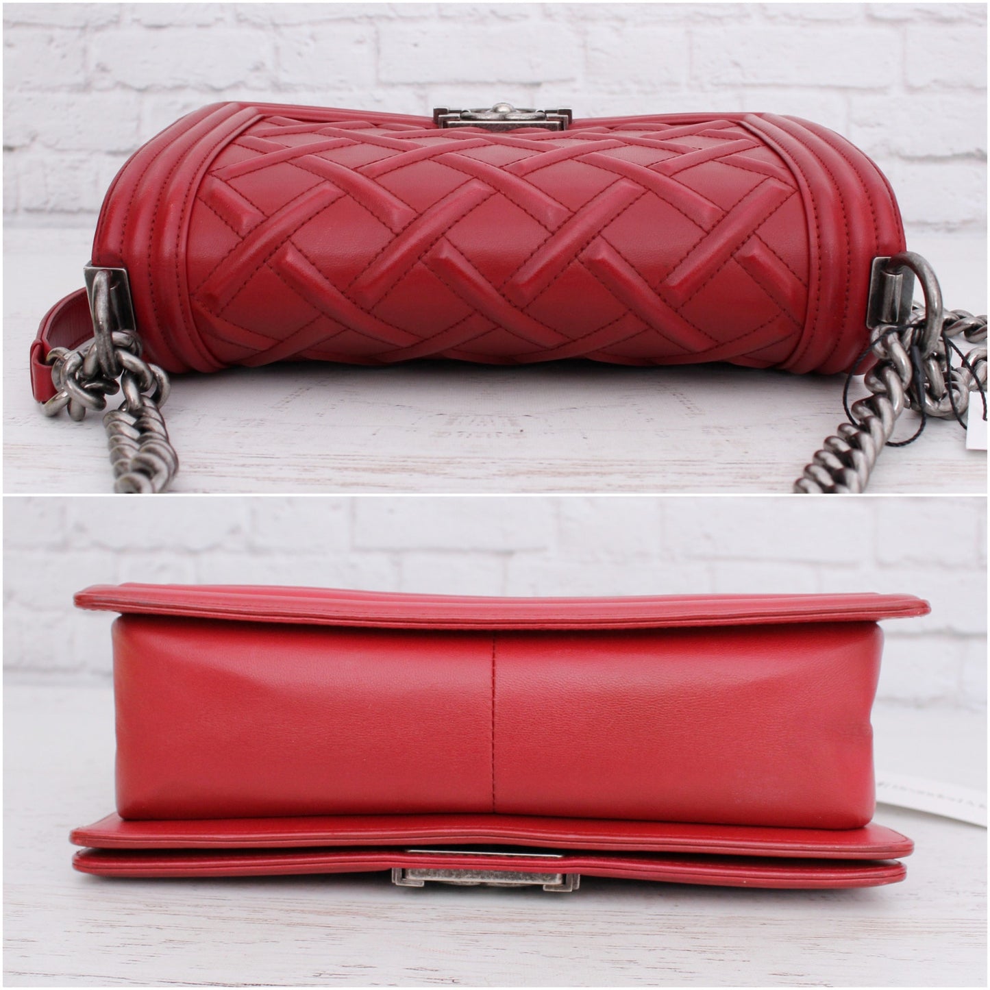 Chanel Boy Bag Limited Edition Chateau Celtic Red Calfskin Crossbody Bag A5090