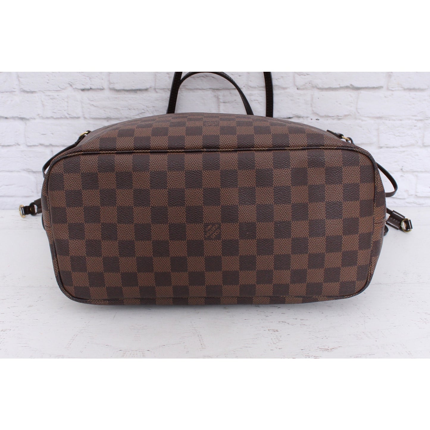 Louis Vuitton Neverfull MM Damier Ebene Leather Tote Shoulder Purse Brown A4633