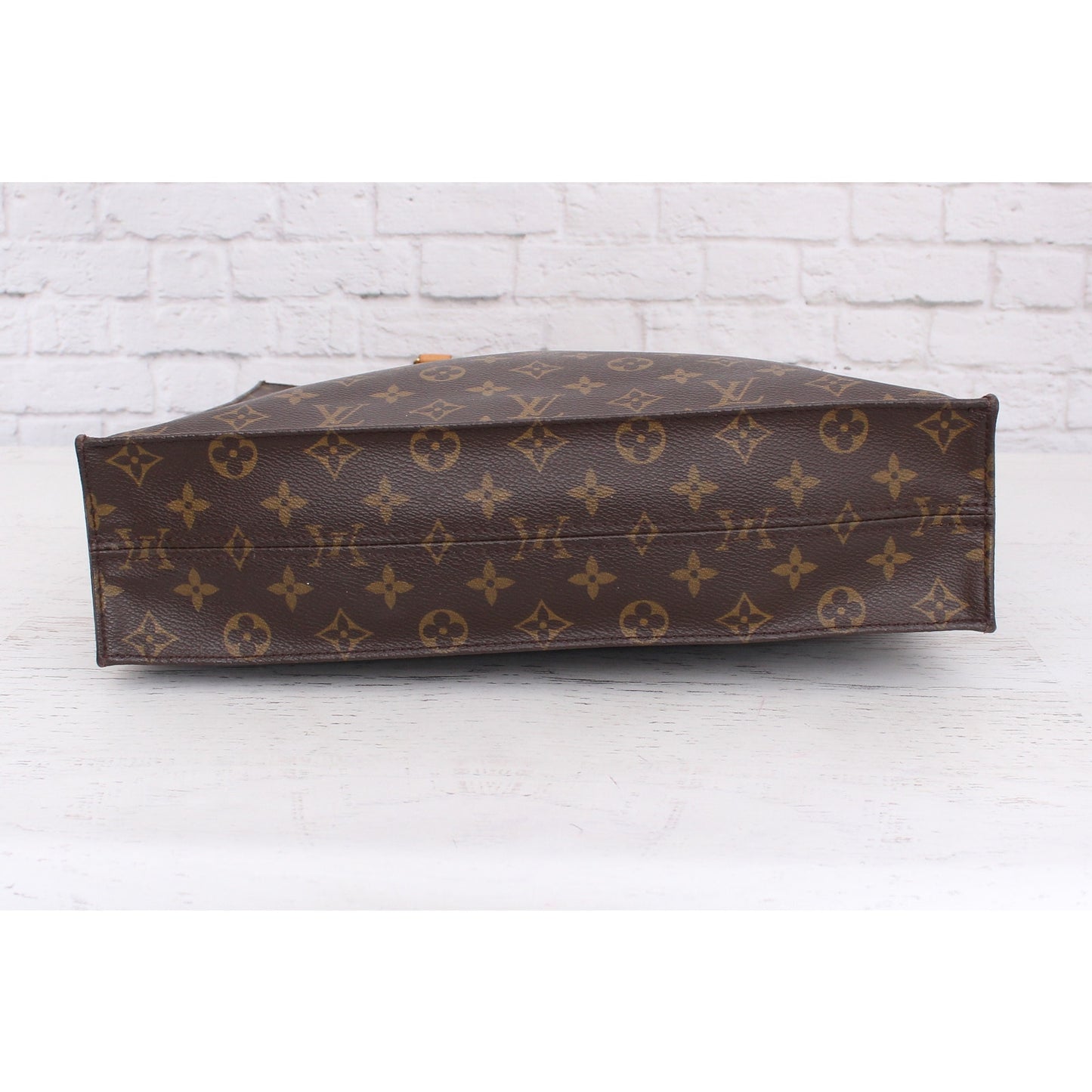 Louis Vuitton Sac Plat Monogram Satchel Shopper Brown Handbag Leather Tote A3986