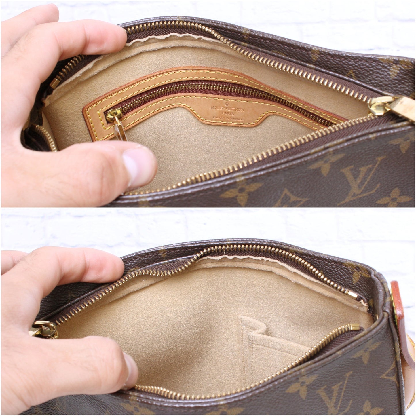 Louis Vuitton Looping MM Shoulder Bag Monogram Purse Tote Leather Handbag A3501