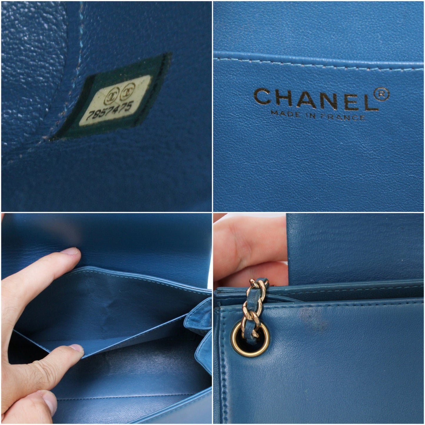 Chanel Mademoiselle Blue Lambskin Leather Shoulder Purse Handbag A4887