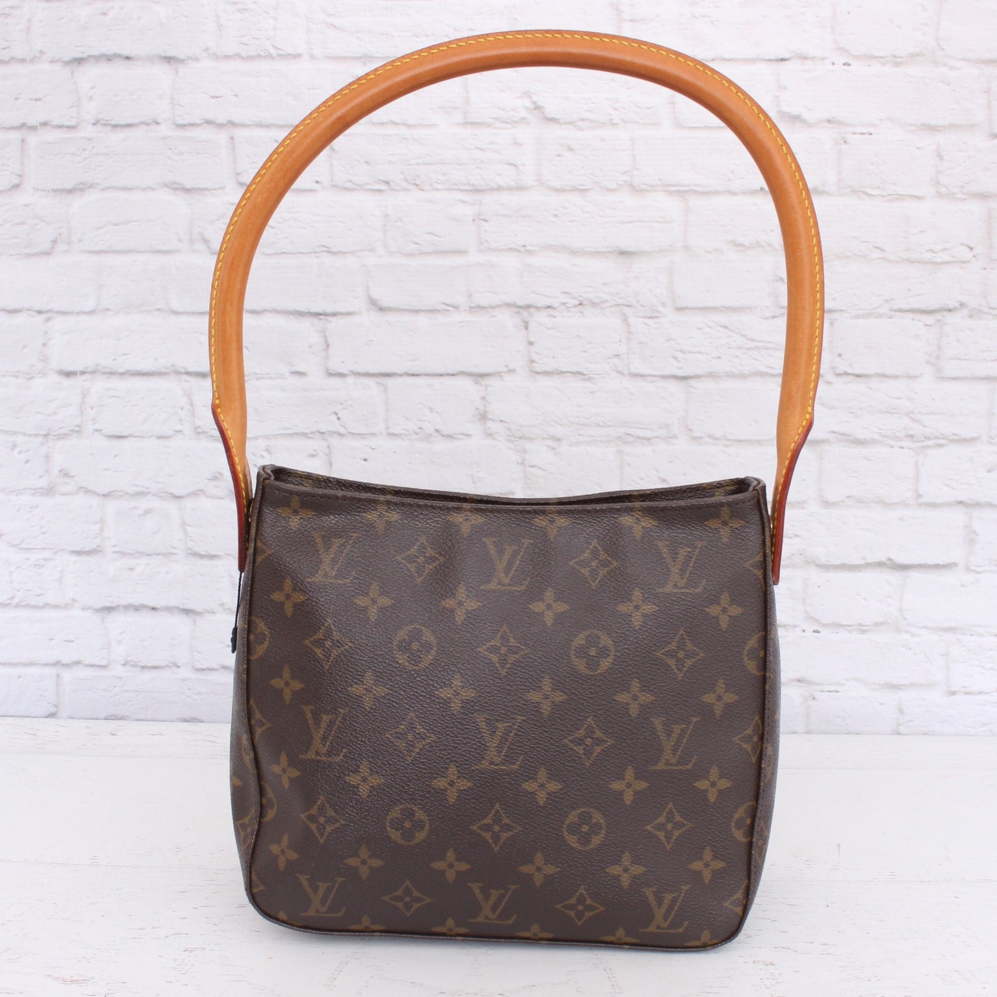Louis Vuitton Looping MM Shoulder Bag Monogram Purse Tote Leather Handbag A3501