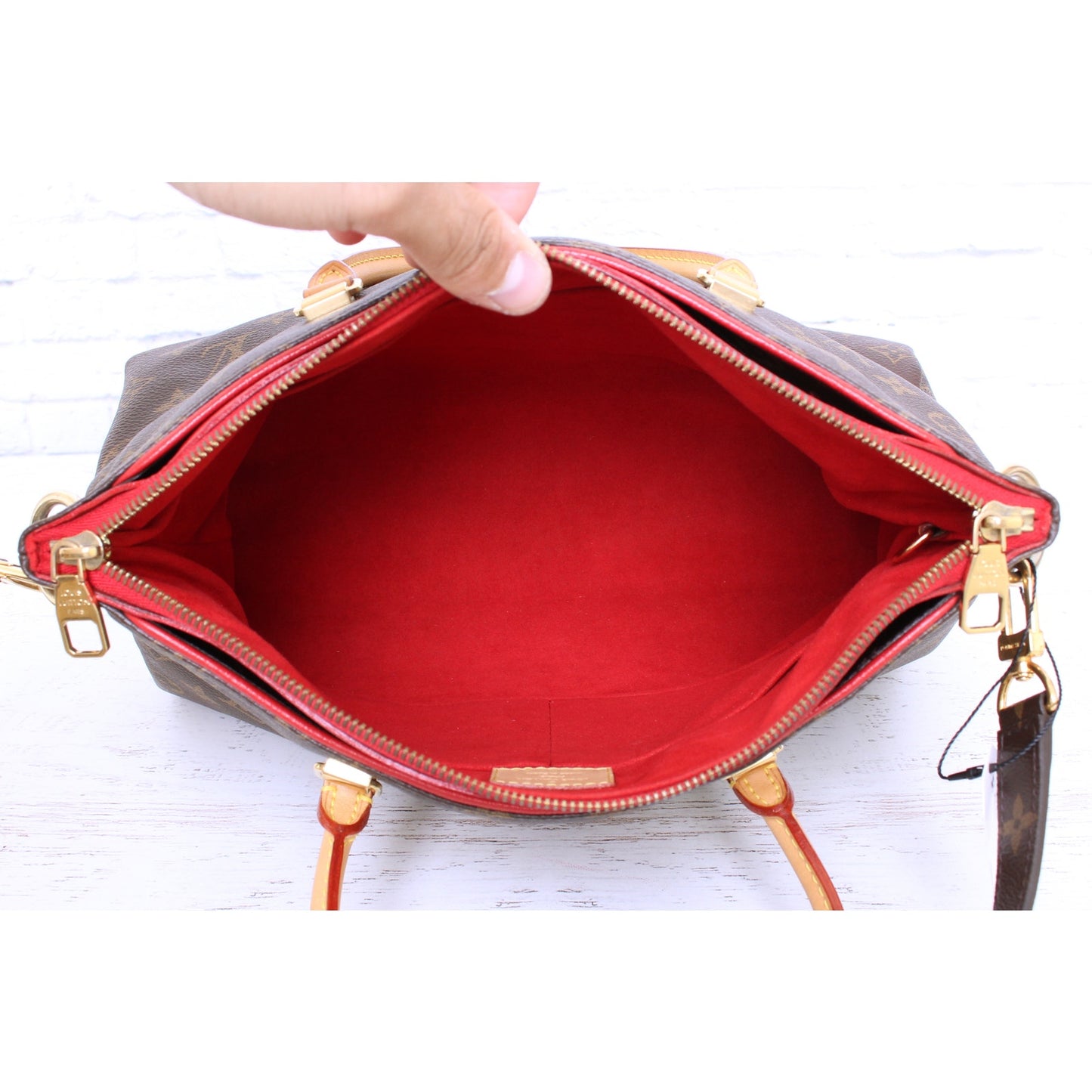 Louis Vuitton Pallas Cerise MM Monogram Shoulder Brown Satchel Purse Tote A3530