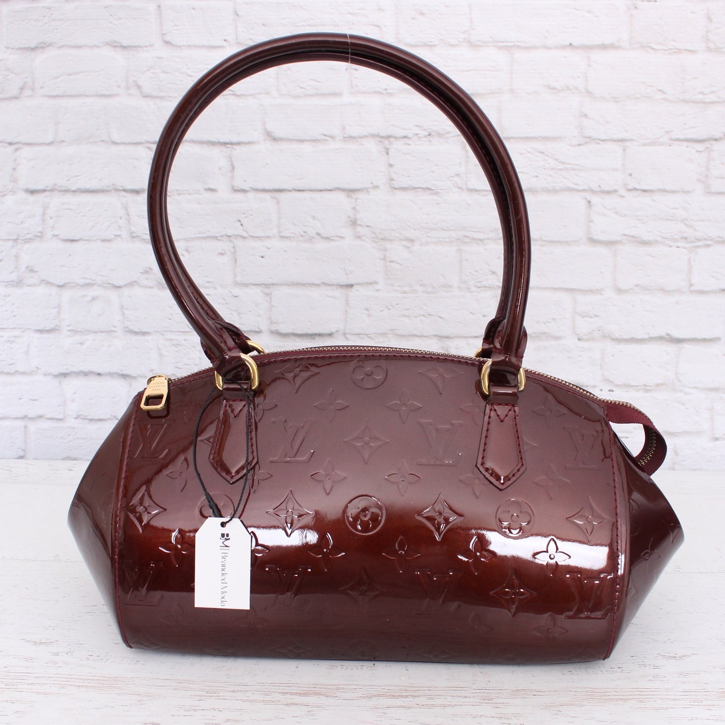 Louis Vuitton Sherwood PM Purple Vernis Satchel Shoulder Tote Purse A3577
