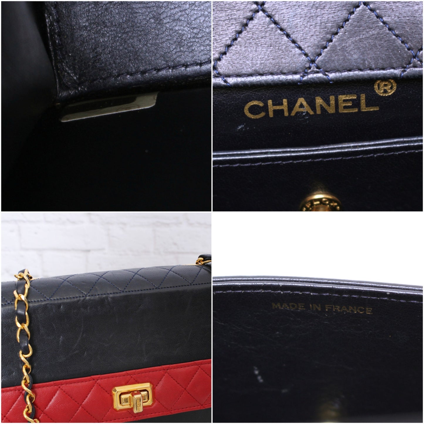 Chanel Trapezoid Flap Bag Two Tone Lambskin Leather Shoulder Crossbody Bag A4695