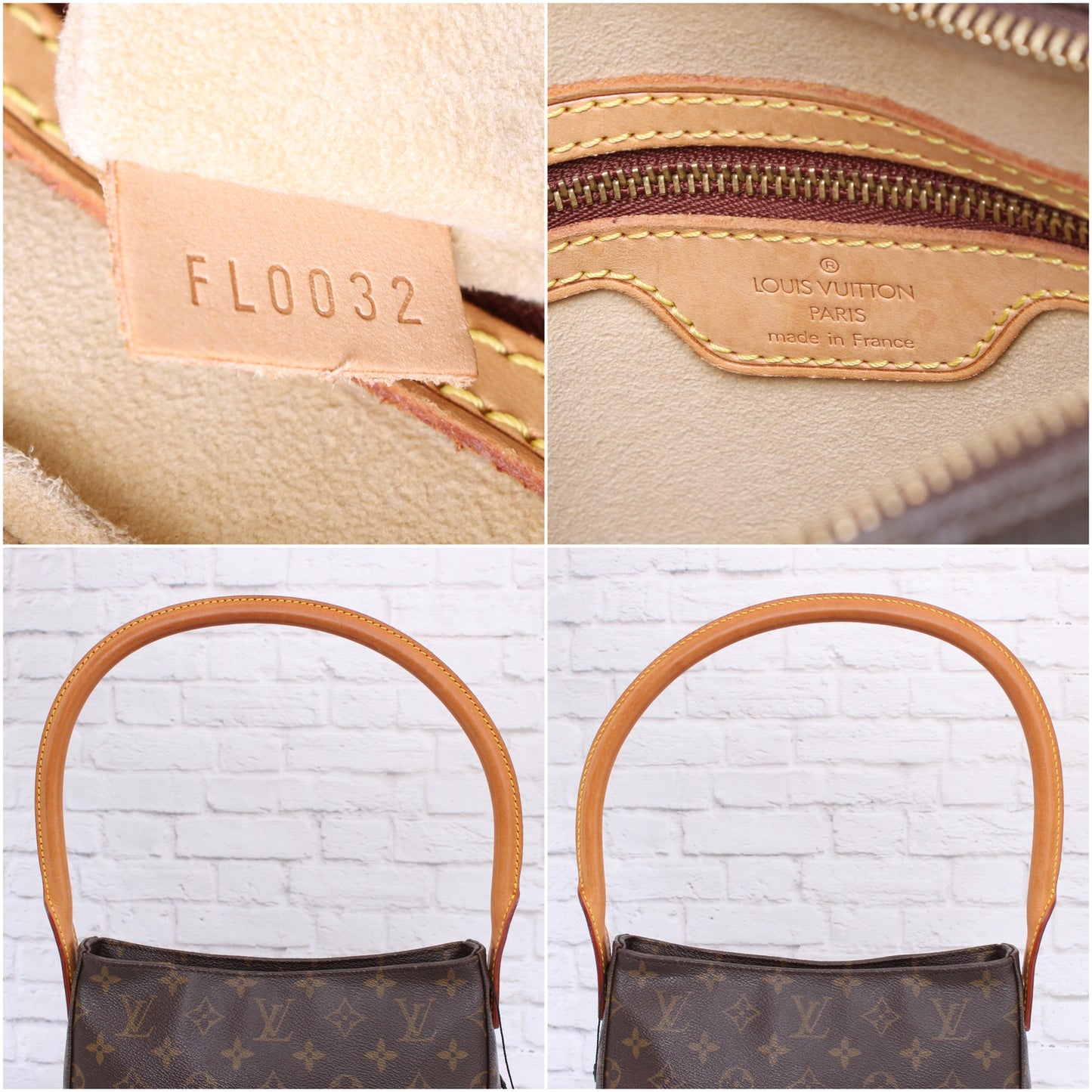 Louis Vuitton Looping MM Shoulder Bag Monogram Purse Tote Leather Handbag A3501
