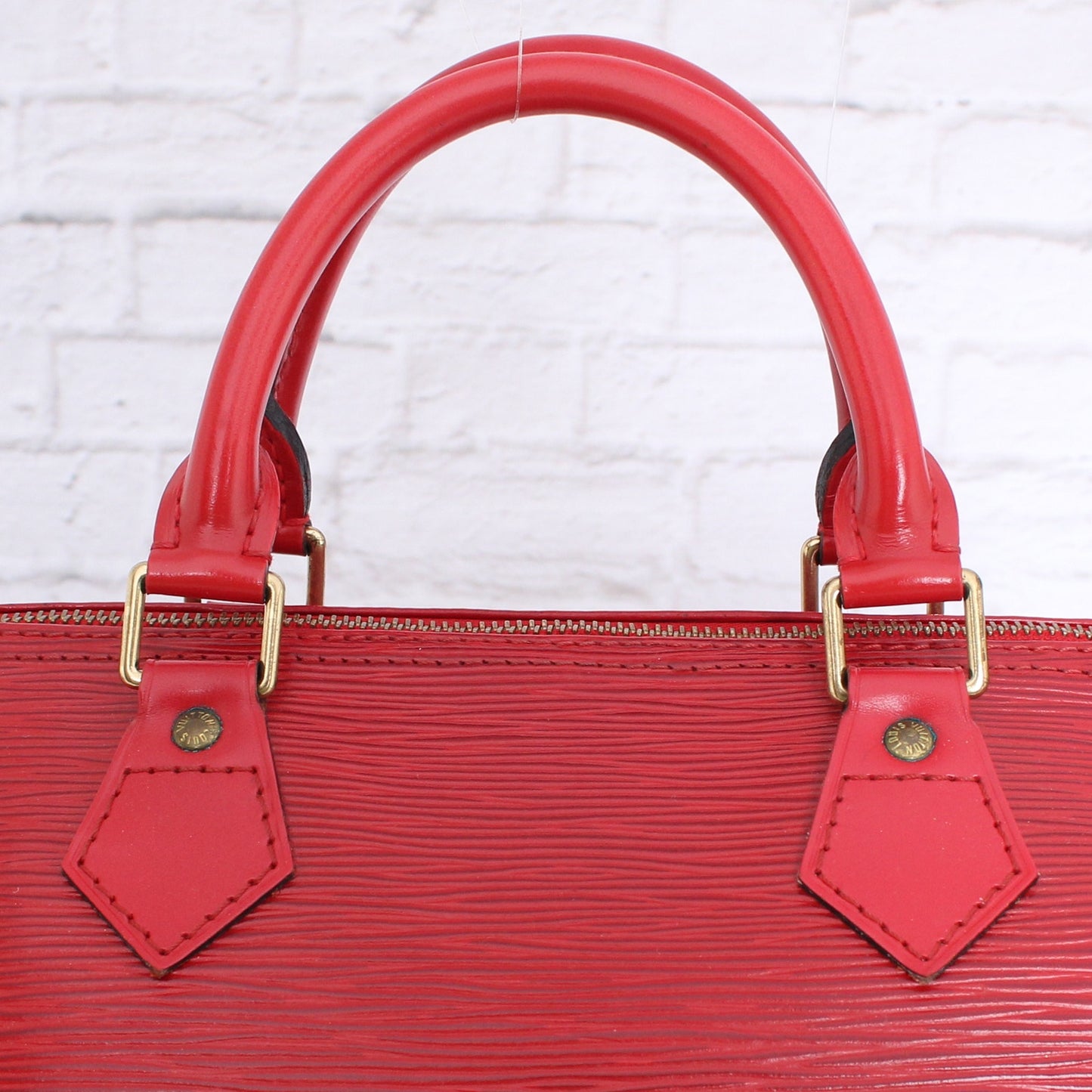 Louis Vuitton Speedy 30 Red Epi Satchel Purse Bag Handbag Large Tote